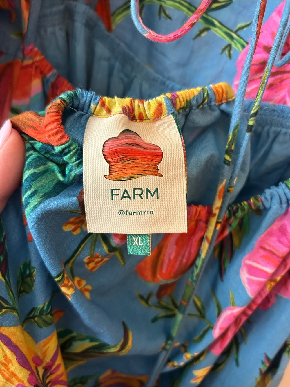 FARM Rio Turquoise Floral Maxi Dress with Pink & Yellow Blooms - Picture 5 of 8